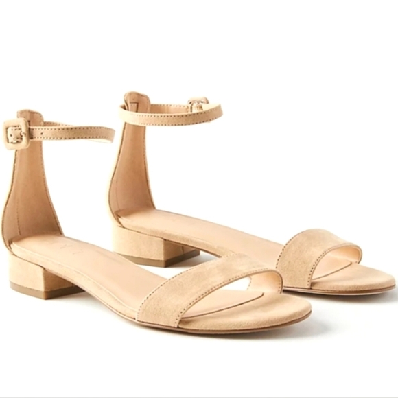 NEW! LOFT Vegan Suede Light Tan Ankle Strap Sandals 8.5. - Picture 1 of 9